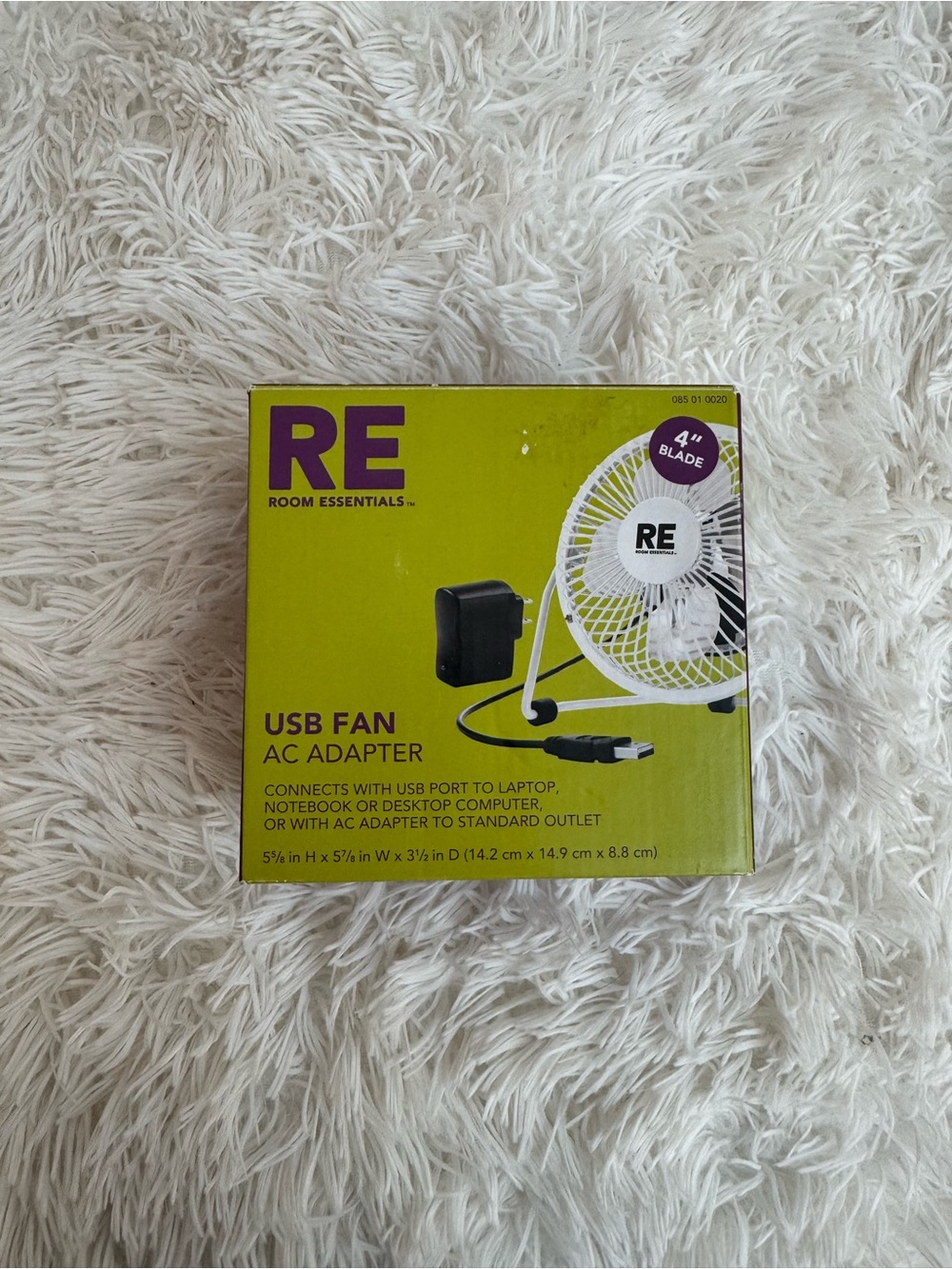 Room Essentials USB Desk Fan with AC Adapter - White - 4 inch blade